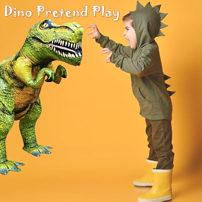 Jet Creations Inflatable T-Rex Dinosaur Toy, 32" Tall/53" Long, Green/Yellow, Pool, Party, Garden Decor, Photo Prop Jurassic Theme Decoration, 1 pc