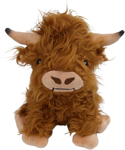 Inmorven 10.5 inches Highland Cows Stuffed Animals, Adorable Highland Cow Plush, Cute Scottish Cow Plush Toy, Farm Cattle Fluffy Cattle Gifts for Baby Kids Girls Boys Toddler Realistic Plush Décor
