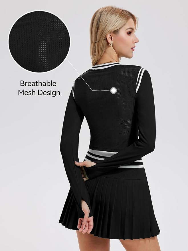 Two Piece Tennis Skirt Set for Women High Waisted Pleated Athletic Golf Skirt Sets Women 2 Piece Outfits with Pockets