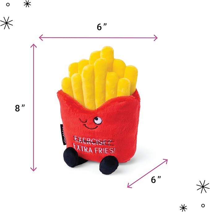 French Fry Plushie - Exercise? You Mean Extra Fries Sassy French Fry Plush, Cute & Funny Plush Toy for Gifting