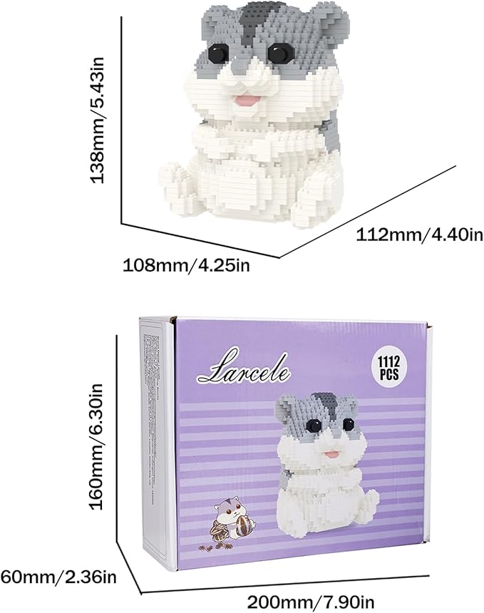 Larcele Micro Hamster Building Blocks Set, DIY Mini Building Toy Bricks for Age Over 12 Years, 1112 Pieces DZJM-01