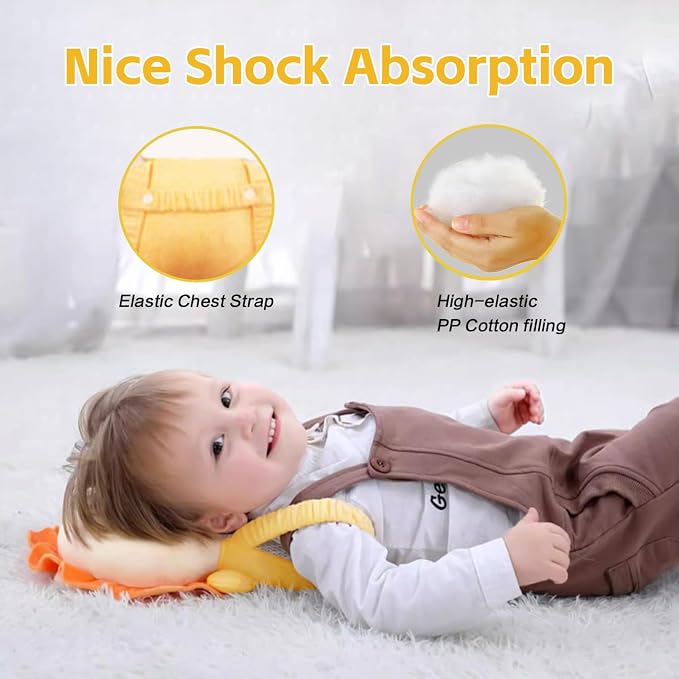 Baby Head Protector Backpack, Toddler Baby Head Protection Backpack with Baby Knee Pads Alarm Function for Walking & Crawling, Soft, Breathable and Wearing Safety Baby Head Protector