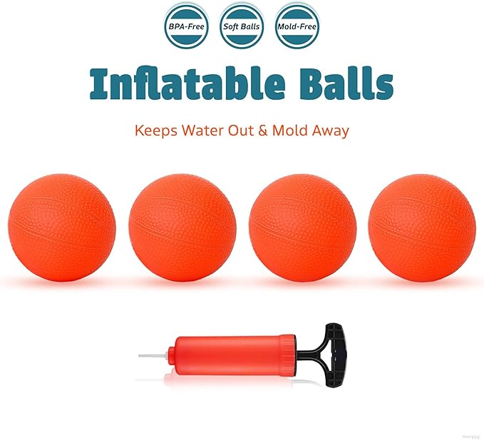 Bath Toys - Bathtub Basketball Hoop for Toddlers Kids | Suction Cups Baby Mini Basketball Hoop with 4 Soft Balls | Fun Bath Toy for Boys and Girls