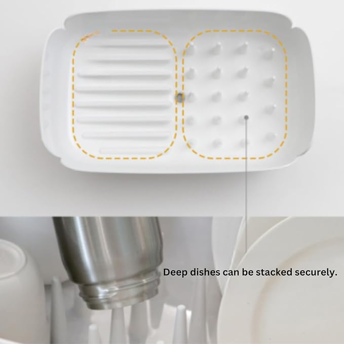 Small Dish Drying Rack for Kitchen Counter, Compact Dish Drainer with Drainage Spout & Spoon Holder, Space-Saving Drying Rack for Small Kitchens, Apartments & RVs, Made in Korea (Coral)