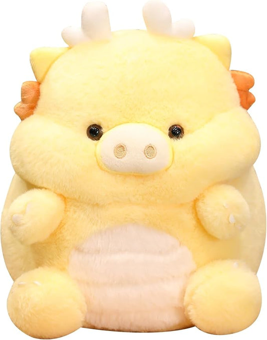 MUPI Cute Dragon Pig Plush Toy Kawaii Stuffed Animals Soft Dinosaur Plush Pillows for Girls Boys Kids Adults, Yellow (11 Inch)