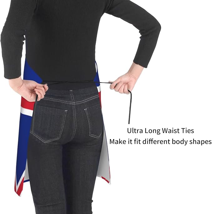 Cute Flag Kitchen Cooking Aprons for Women Men Adjustable Patriotic Flag Apron with 2 Pockets for Home Kitchen Garden