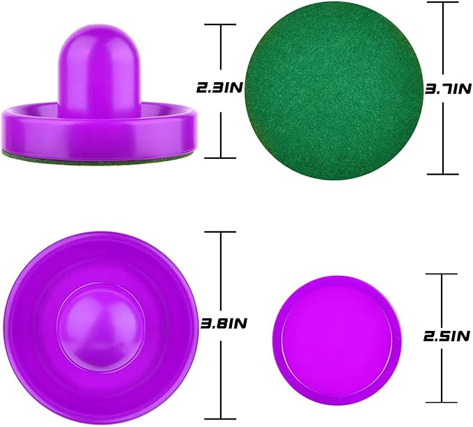 Air Hockey Pushers and Pucks - Air Hockey Paddles and Goal Handles Replacement Accessories for Game Tables (4 Pushers, 8 Pucks)
