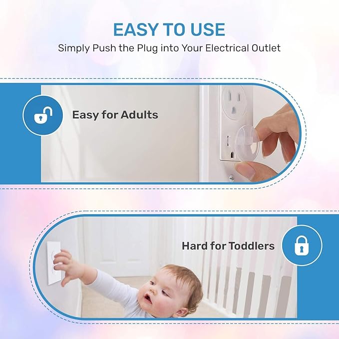 BABY PROOF ME 48 Pack Outlet Covers Baby Proofing, Provide Shock Prevention and Easy Installation, Safe and Secure Plastic Plug Covers for Power Sockets (48 Outlet Covers)