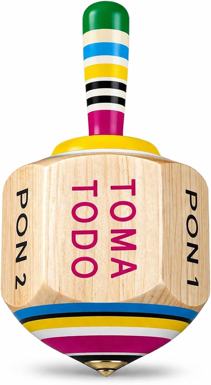 Toma Todo - Mexican Fiesta, Perfect for Adult Only Family Parties, Adults, Bachelor Parties, Wooden Spinning Top (Large)