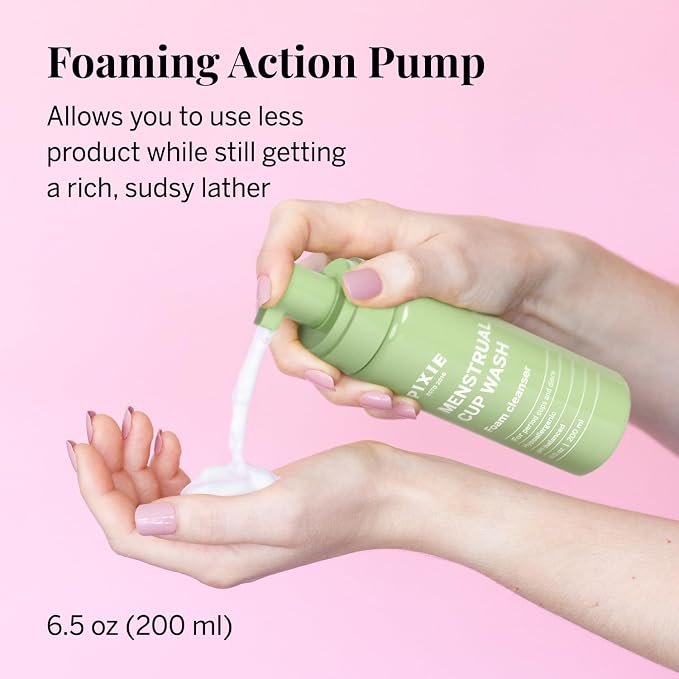 Pixie Menstrual Cup Wash 3-Pack - Foaming Cleaner with Natural Ingredients - More Foam Wash in Bottle Than Any Other Brand - pH Balanced & Plant Based - for Menstrual Cups and Discs, 200mL Each