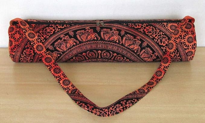 INDIAN CRAFT CASTLE ICC Yoga Mat Bag Carrier Full-Zip Exercise Yoga Mat Carry Bag for Women Men with Multi-Functional Storage Pockets and Adjustable Shoulder Strap 26X6 Inches