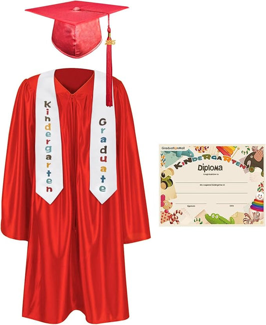 GraduationMall Kindergarten Graduation Cap Gown Stole Package with 2025 Tassel, Certificate