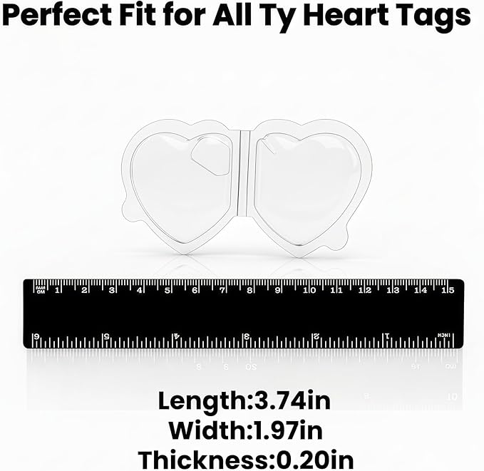 32-Pack Beanie Baby Tag Protectors – Clear Plastic Heart Tag Covers for Ty Hang Tags – Durable Sleeves for Beanie Babies, Boos, Buddies, Classics – Collector’s Tag Shield Case