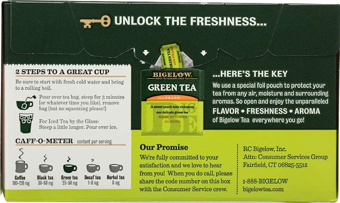 Bigelow Tea, 20 Bags - Green Peach (3 Pack)
