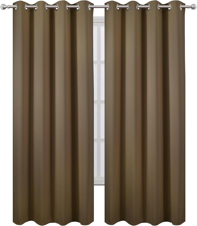 LEMOMO Blackout Curtains 66 x 95 inch/Brown Curtains Set of 2 Panels/Thermal Insulated Room Darkening Bedroom Curtains