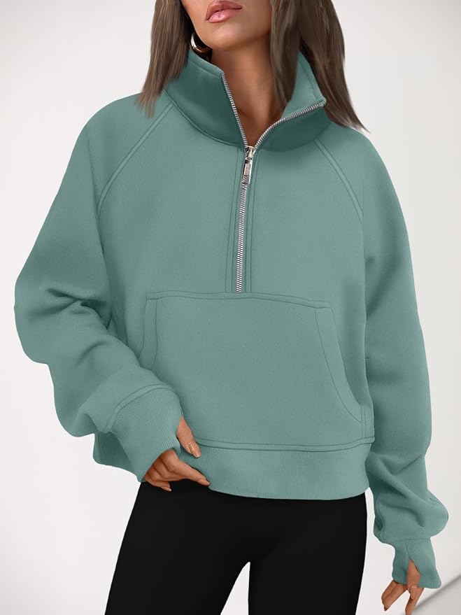 AUTOMET Womens Sweatshirts Half Zip Fleece Pullover Fall Outfits | Fall Fashion Clothes 2026,Cropped Sweatshirts,Cute Y2k Tops,Quarter Zipper Sweater,Winter Loungwear Outfits