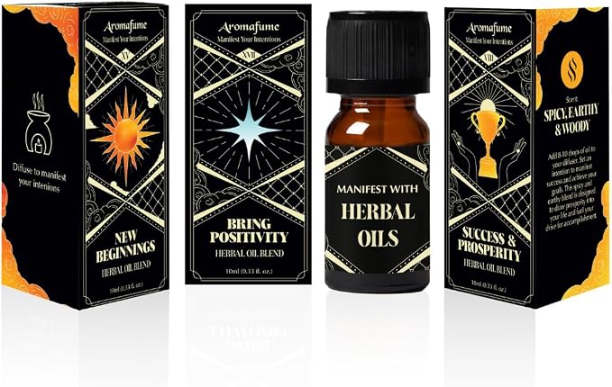 Bring Positivity, Success & Prosperity, & New Beginnings Oils | 3 x 10ml | Ideal for Fresh Starts, Inviting Positive Change etc| Manifestation & Mindfulness