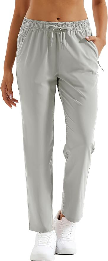 MAGCOMSEN Women's Hiking Pants Lightweight Quick Dry UPF 50 Water Resistant Elastic Waist Golf Travel Pants Zip Pockets