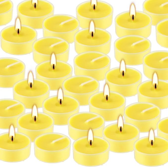 3.5-Hour 50Pack Citronella Tealight Candles, Outdoor and Indoor Summer Scented Candle,Natural Soy Wax Candle for Home Patio Garden Yard Balcony,BBQ Birthday Emergency