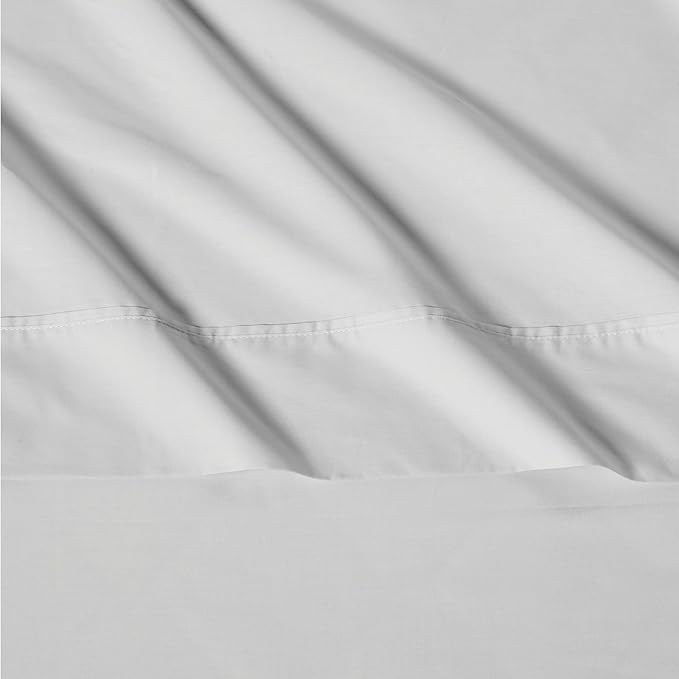 Amazon Basics 100% Organic Cotton Kids' Sheet Set with Deep Pockets and Pillowcase, Queen, Pale Gray