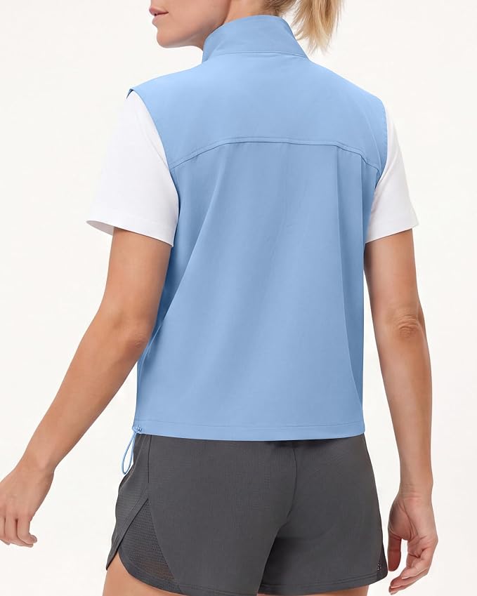 Women's Lightweight Running Vest Stand Collar Zip Up Summer Waistcoat Sleeveless Jacket for Golf Hiking Travel