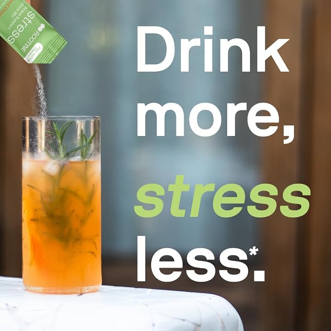 Stress Support Calm Drink Mix Supplement to Help Energy, Mood, & Balance Cortisol Levels, Relaxation Natural Adaptogenic Herbal Calm Powder Mix 24 Pack