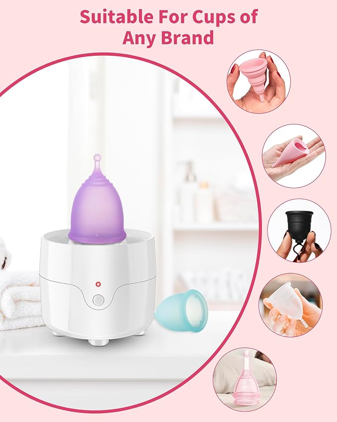 Menstrual Cup Steamer Sterilizer with 2 Reusable Menstrual Cups, Period Cups Cleaner Wash Kit