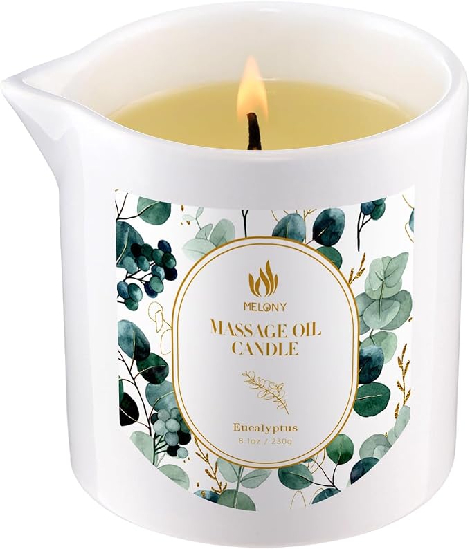 MELONY Massage Candle | Gentle Softening for Nourished, Hydrated, Balanced Skin | 230 g / 8.1 oz (Eucalyptus)