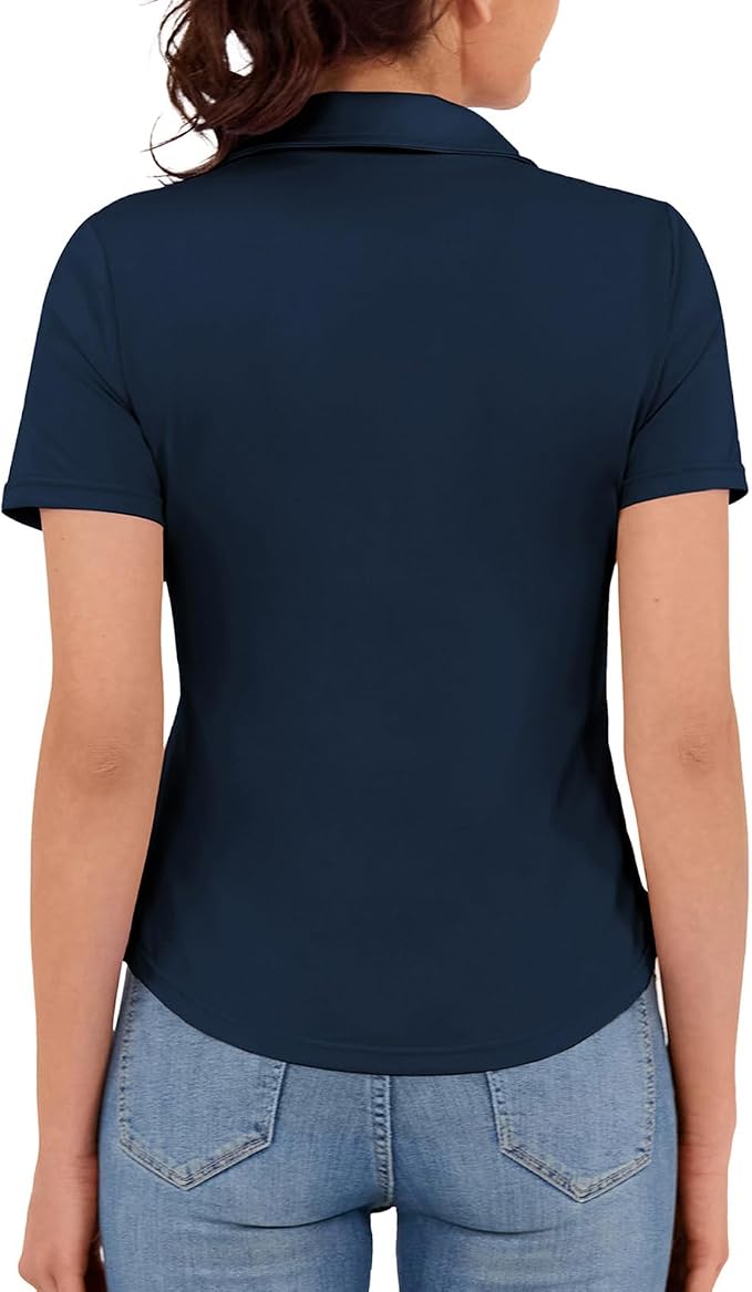 JACK SMITH Women's Golf Polo Shirt V Neck Short Sleeve Tennis Shirt Sun Protection Moisture Wicking Athletic Tops