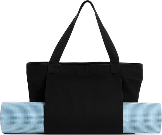 Yoga Mat Carrier, Gym Bag With Yoga Mat Holder, Women Canvas Tote With Shoulder Strap For Pilates, Travel, Office, Sports, Workout And Beach – Inner Zippered Pocket, Fits Standard And Small Mats