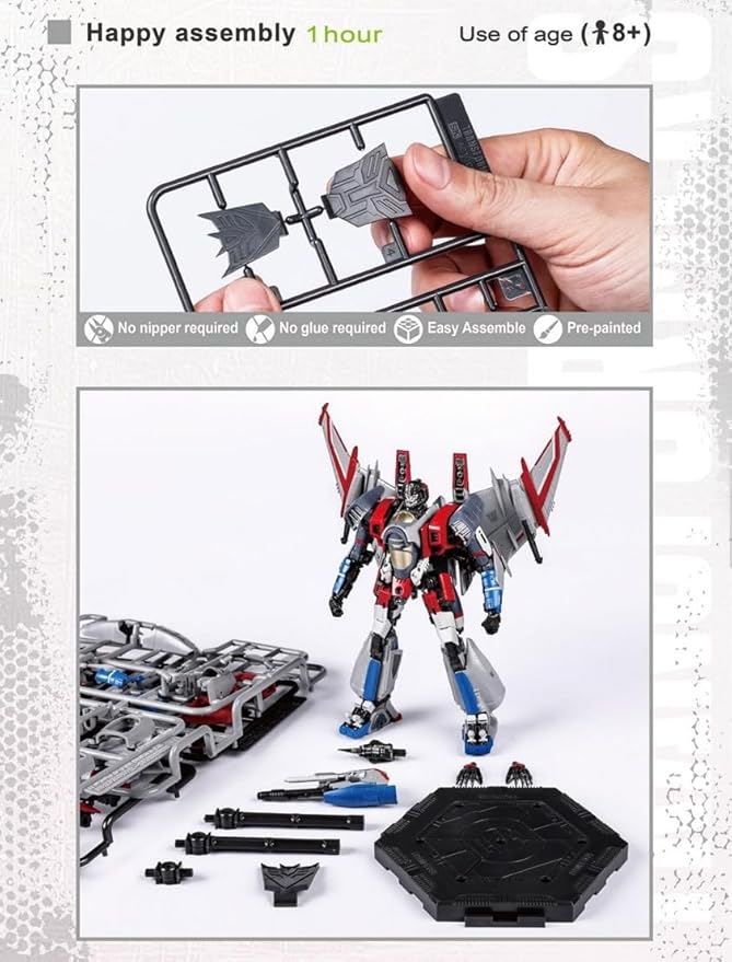 PARKHO Transformers Bumblebee Starscream Figure Model Kit – Cybertron Aircraft Easy to Assemble 3D Articulated Action Pre Painted Collectible Series Toys Hobby 08121