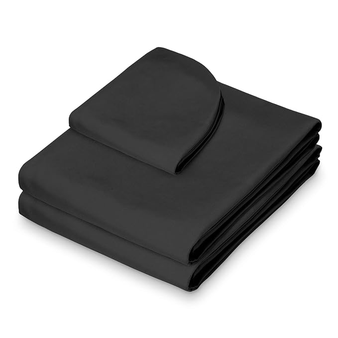 Saloniture 3-Piece Microfiber Massage Table Sheet Set - Premium Facial Bed Cover - Includes Flat and Fitted Sheets with Face Cradle Cover - Black