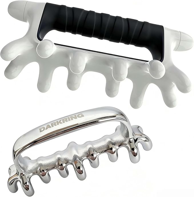 DARKRING Stainless Steel & Engineering Plastic Facial Massage Tool Set - Pressure Point Blaster for Tissue & Fascia, Trigger Point Massage Tool (Black)
