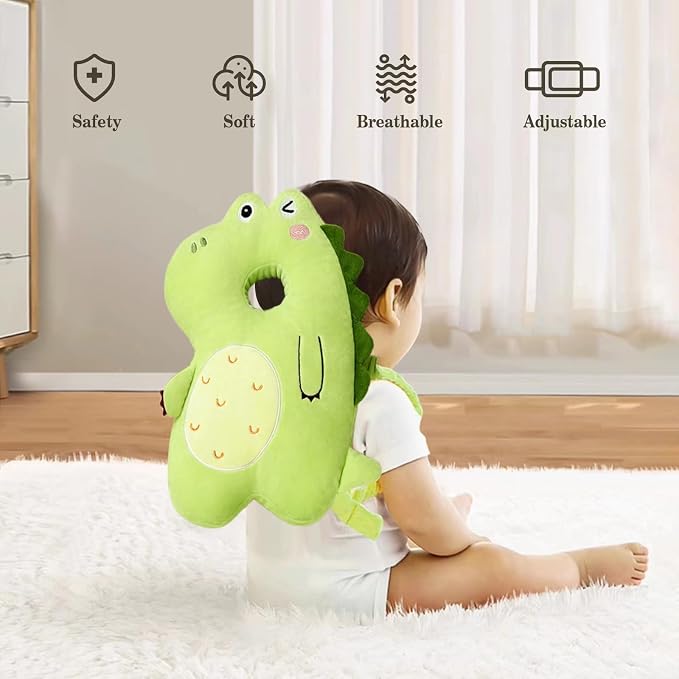 Baby Head Protector Backpack, Toddler Baby Head Protection Backpack with Baby Knee Pads Alarm Function for Walking & Crawling, Soft, Breathable and Wearing Safety Baby Head Protector