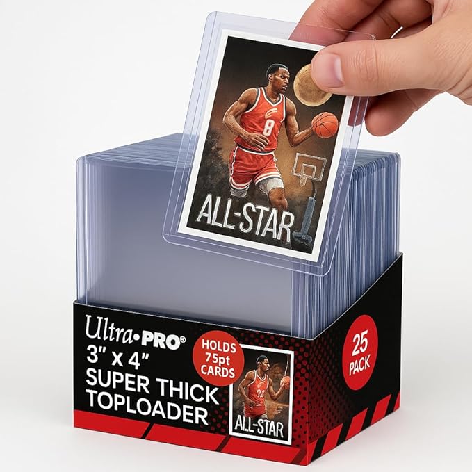 Ultra Pro 3 x 4 Super Thick Baseball Card Toploaders,Polyvinyl Chloride, Holds 75pt Cards (Pack of 25)