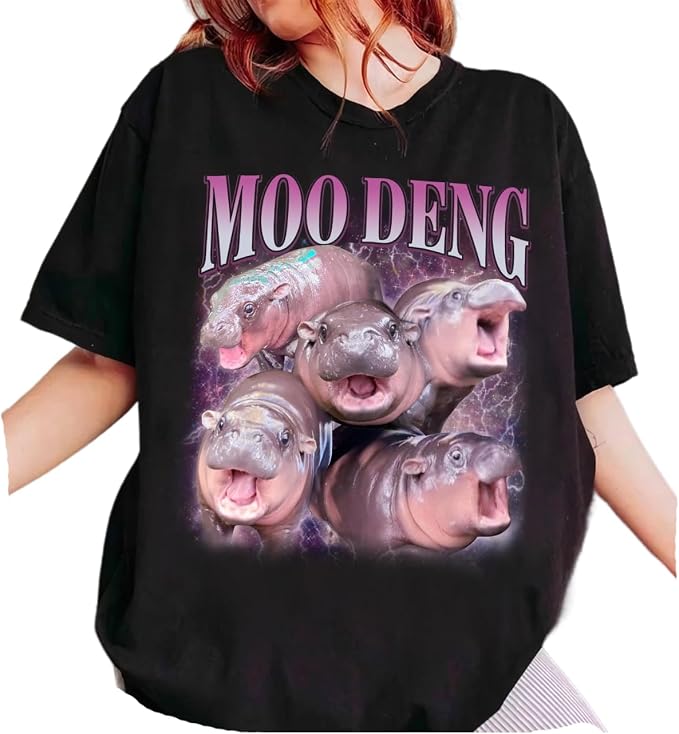 YOUNG GREEN Moo Deng Sweatshirt Moo Deng Bouncy Pig T-Shirt The Cute Baby Hippo Sweatshirt Gift For Moo Deng Lovers