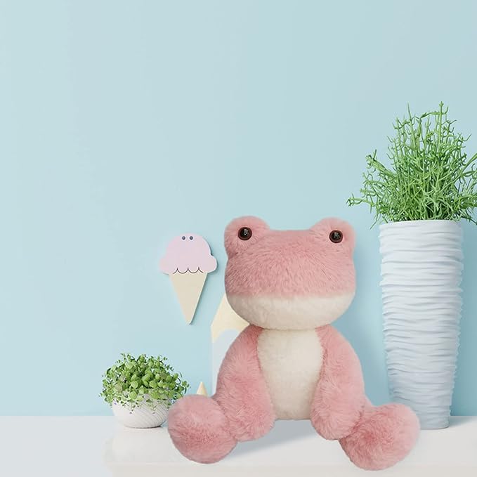 Frog Stuffed Animal, Pink Frog Plush Toy, Soft Cuddly Plushie Hugger Toy for Boys Girls, Gifts for Kids or Girlfriend, 12 Inches