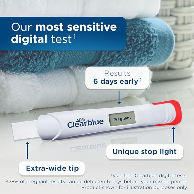 Clearblue Early Digital Pregnancy Test, Early Detection at Home Pregnancy Test, 5 Ct (Pack of 12)