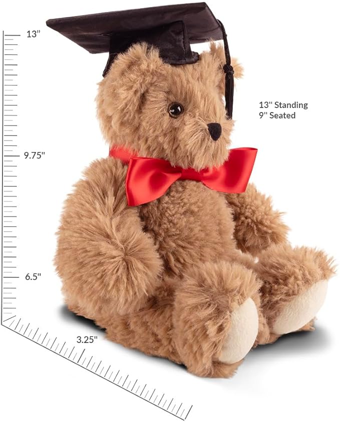 Vermont Teddy Bear Graduation Bear 13 Inches | Graduation Bears Class of 2025 with Black Cap and Red Bow, Designed in USA | Super Soft Collection