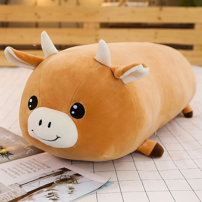 Cow Plush Hugging Pillow, Cow Plushie Stuffed Animal Toy Cute Plush Animal Pillow Gifts for Kids Birthday,Christmas,Valentine 23.6"