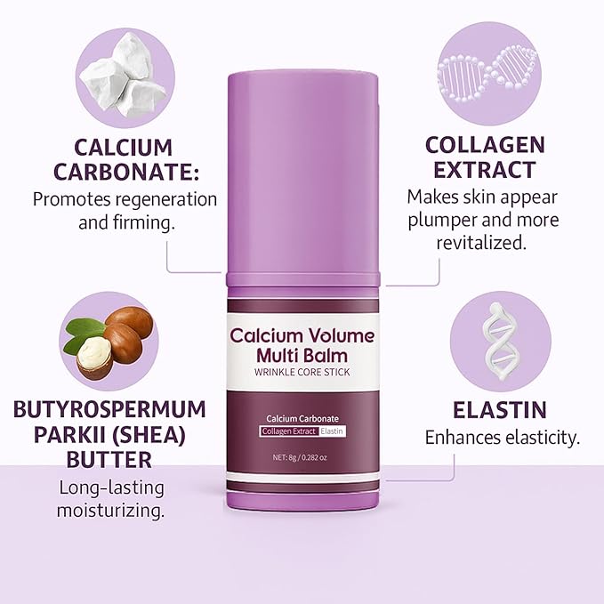 2Pcs Calcium Multi Balm Stick, Calcium Volume Multi Balm, calcium stick for Wrinkles, Hydrating, Firming Skin, Wrinkle Core Stick for Lip Balm Eye Face Neck
