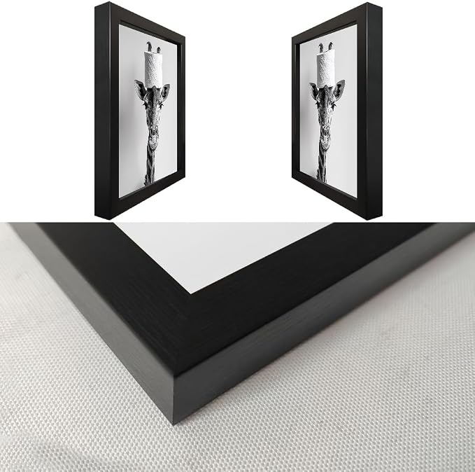 Framed Funny Bathroom Wall Art Giraffe with a Toilet Paper Roll on Head Print Black and White Bathroom Pictures Wall Decor Humor Animal Canvas Artwork