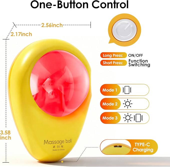 Manual Massage Ball with Red Light Therapy,Trigger Point Tool for deep Tissue & Muscle Pain Relief,Suitable for the Whole Body