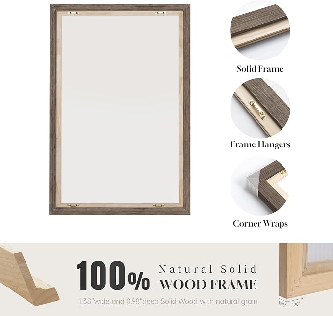 Framed Neutral Abstract Wall Art, 3 Piece Earth Tones Rustic Canvas Prints Paintings Artwork for Walls, Minimalist Abstract Stone Pictures for Living Room Dining Room Bedroom Wall Decor 16x24 Inch