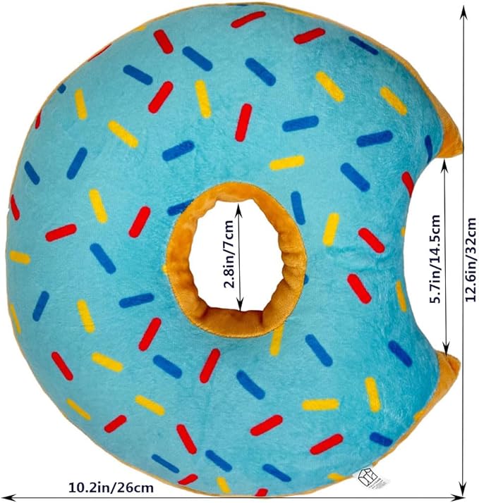 Donut Pillow for Ear Piercings - Comfortable Soft Ear Pillow for Side Sleeping - Reduces Ear Discomfort - Fun Decor, Stuffed Cushion and Toy, 14 Inches (Light)