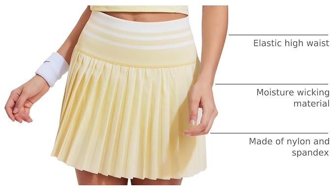 Two Piece Tennis Skirt Set for Women High Waisted Pleated Athletic Golf Skirt Sets Women 2 Piece Outfits with Pockets