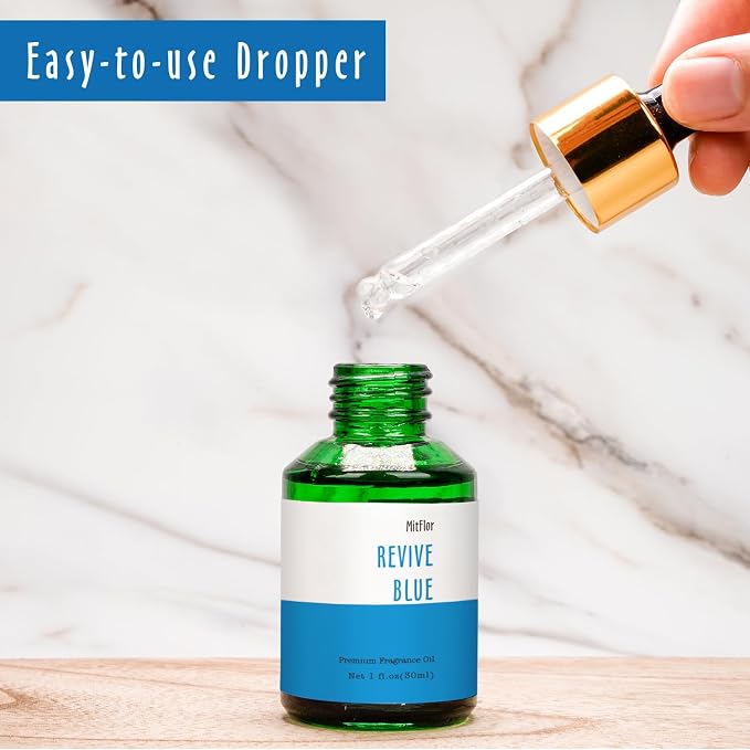 Revive Blue Fragrance Oil, MitFlor Single Scented Oil, Large Size Premium Grade Fragrance Oil for Soap & Candle Making, Aromatherapy Oil, Men & Ocean Scent for Home Fragrance, 30ml