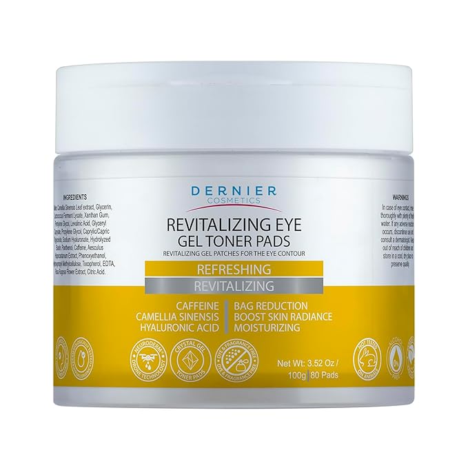 Dernier Under Eye Patches with Caffeine and Hyaluronic Acid | Beauty Skincare for Women – Puffy Eyes & Dark Circles Under Eye Treatment – Hydrate, Refresh and Rejuvenate Eyes Contour– 100g - 80 Pads