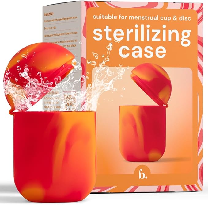 Bodyotics Menstrual Disc Sterilizer & Cup Wash Case - Red & Orange | Portable Cleaner, Carry and Storage Container for Reusable Period Discs and Cups