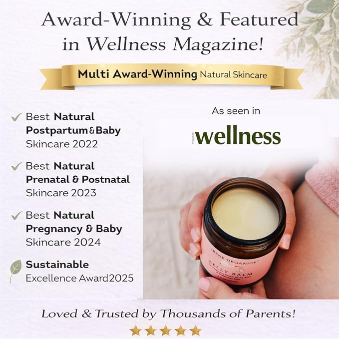 Irene Organics Belly Bundle – 5 Piece Pregnancy Skincare Gift Set with Organic Belly Butter & Natural Body Oil for Stretch Marks (5 piece set)